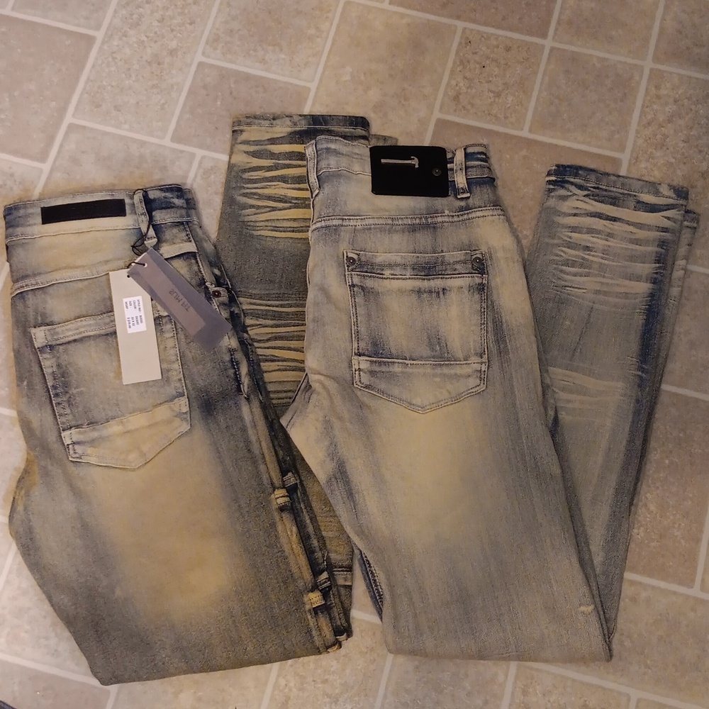 2 Pair Slim Skinny Fit Jeans. Taker And Copper Rivet Brands. Sz 32/32.desert/blu - Picture 2 of 9